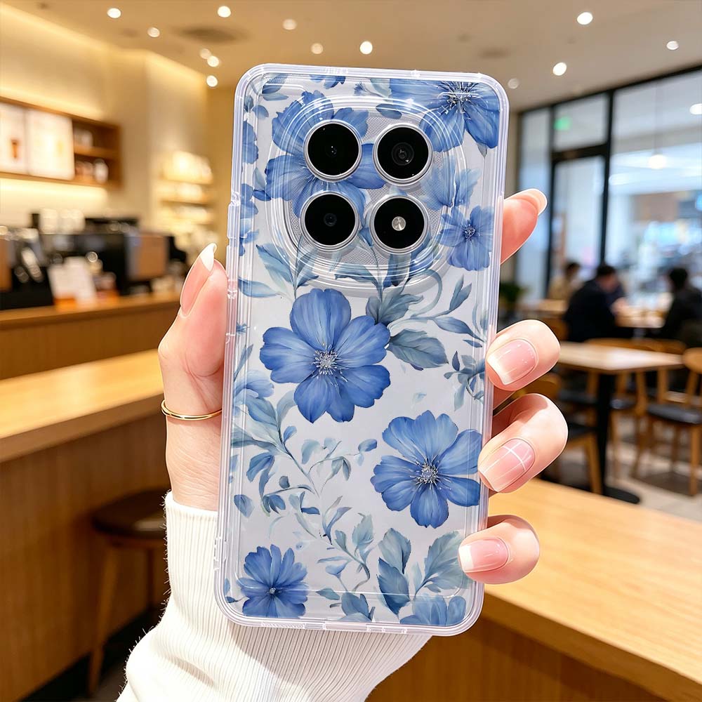 Xiaomi Poco X6 - Blaues Aquarell-Blumenmuster Handyhülle für Xiaomi POCO