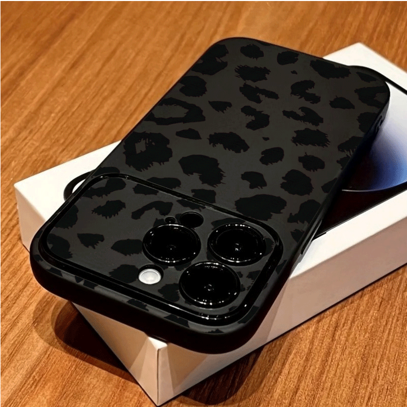 Apple Iphone 15 Pro Max - Modische schwarze Handyhülle mit Leopardenmuster für